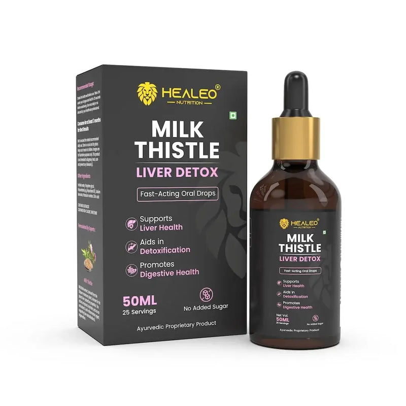 Milk Thistle Liver Detox Drops by Healeo Nutrition, a liquid liver supplement built on milk thistle extract
